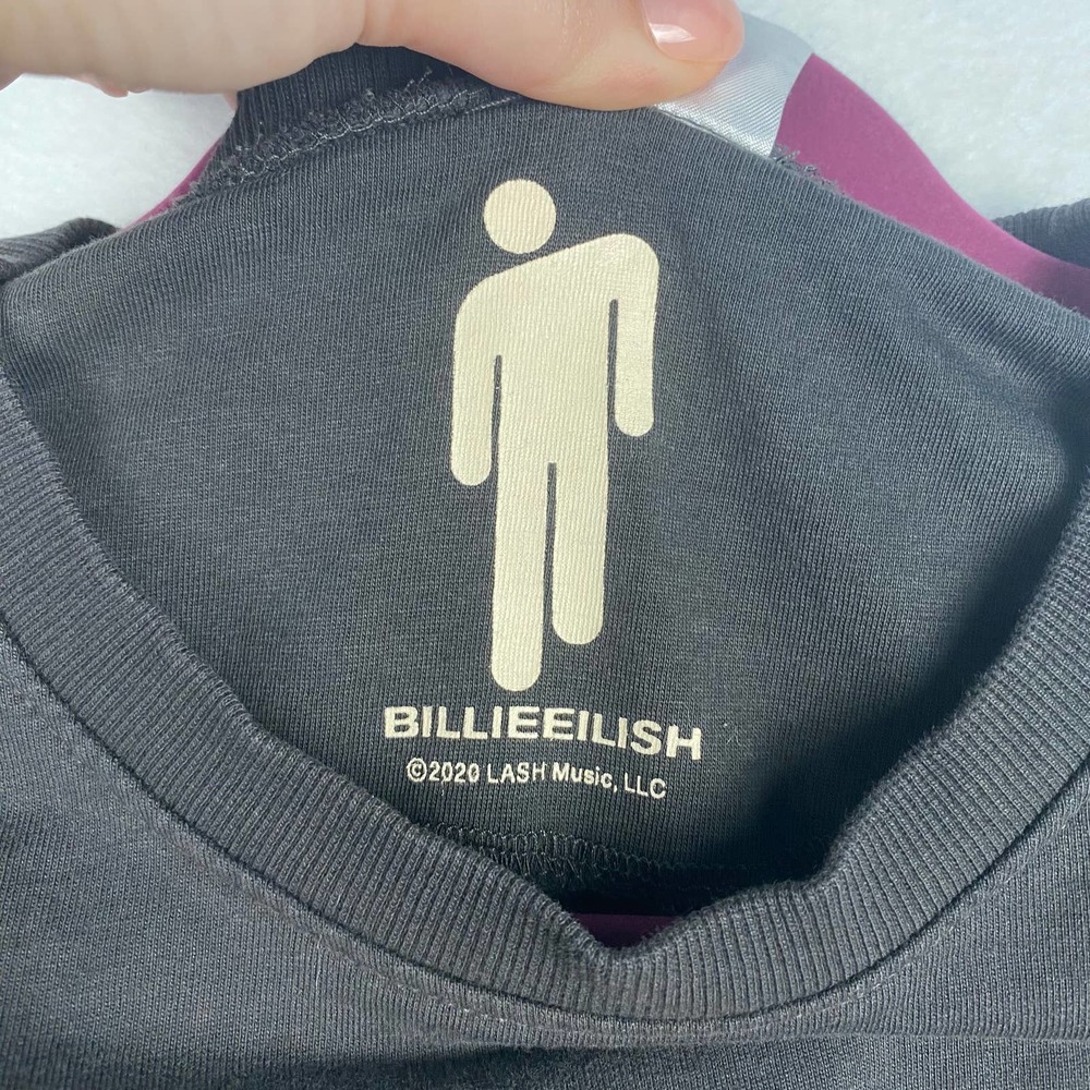 H&M Billie Eilish Sz S‎ Long Sleeve Crewneck Print Sweatshirt Oversized Gray Top - Picture 4 of 6